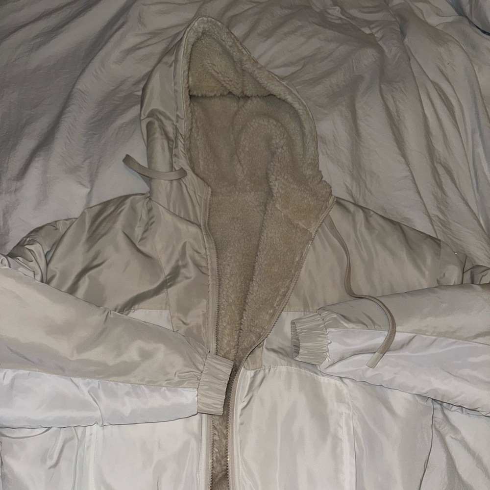 Cream Hooded Puffer Jacket